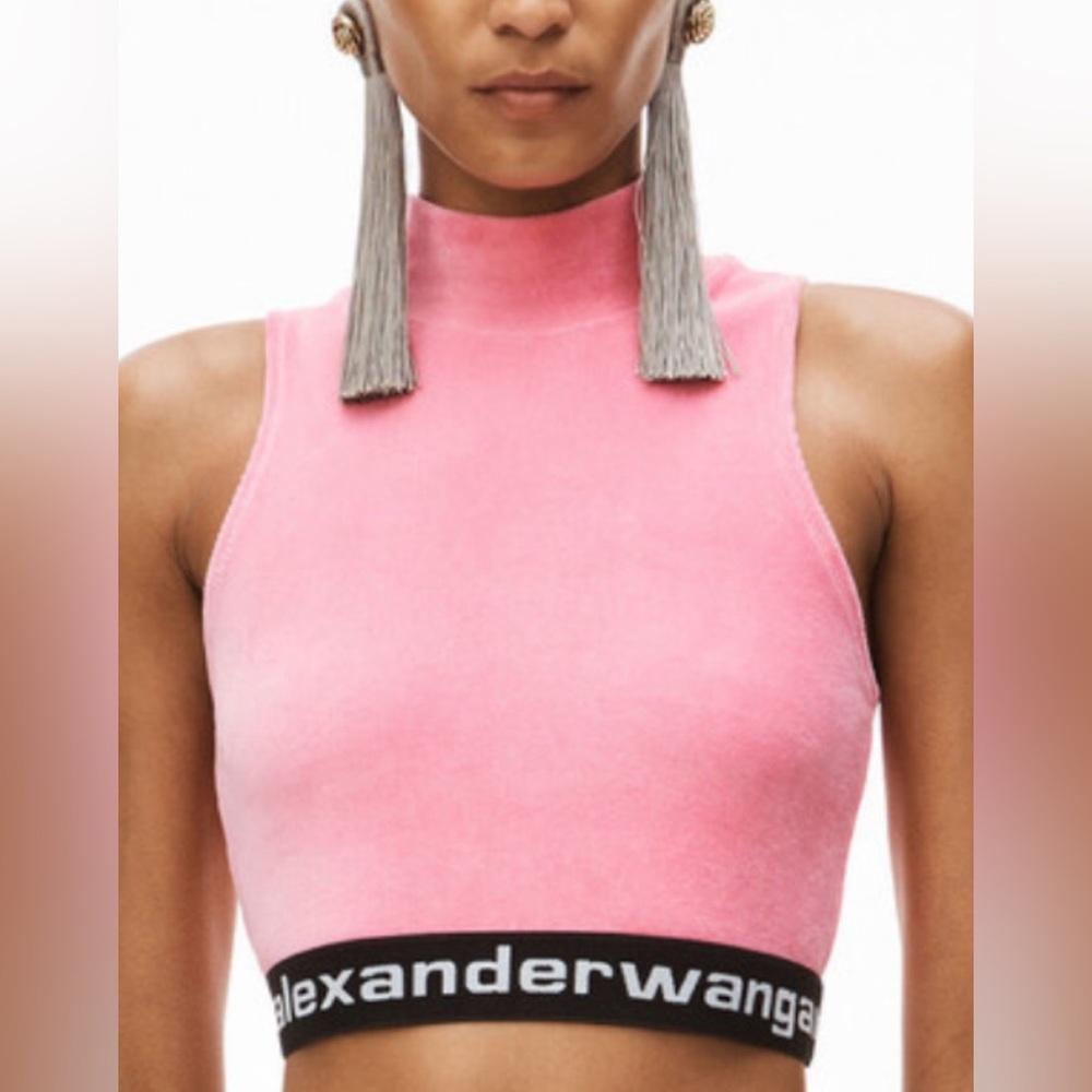 Alexander Wang Pink signature mock neck Crop Top size L